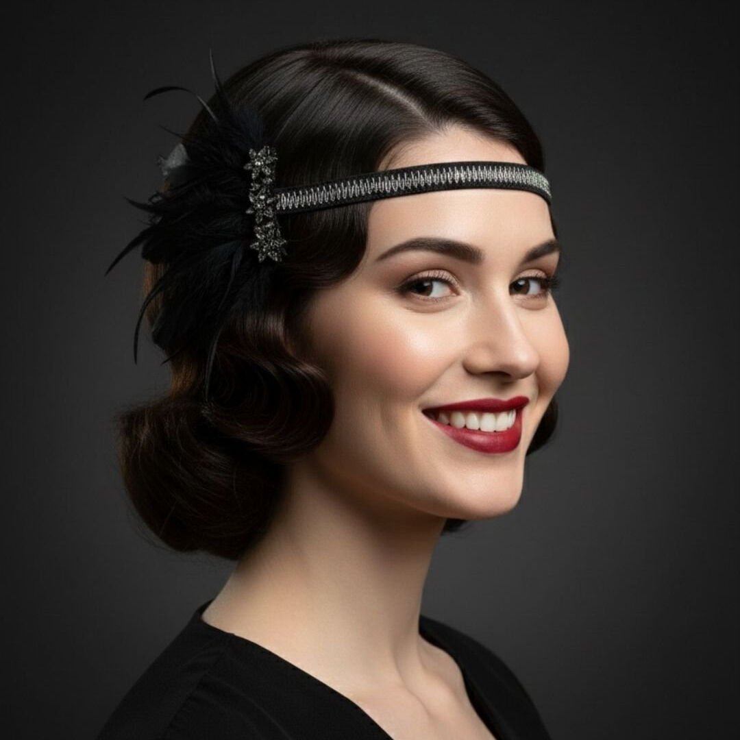 Daphne Siyah 1920s Saç Aksesuarı
