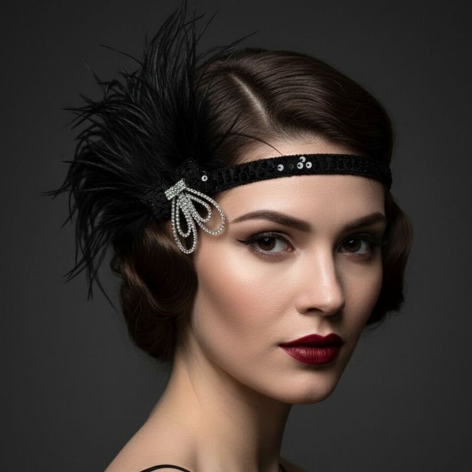 Daphne Siyah 1920s Saç Aksesuarı