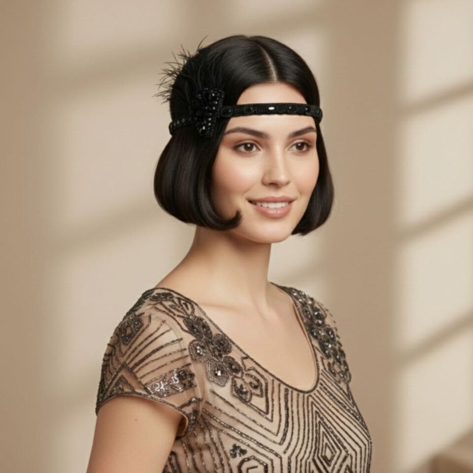 Daphne Siyah 1920s Saç Aksesuarı