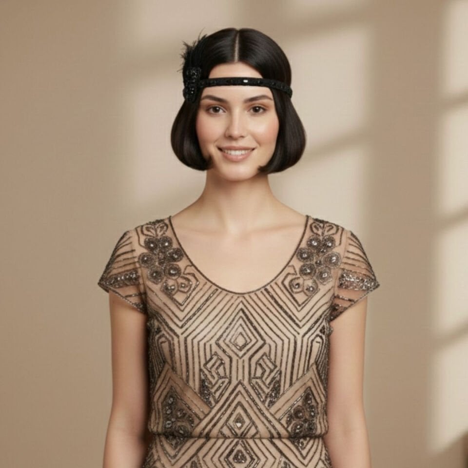 Daphne Siyah 1920s Saç Aksesuarı