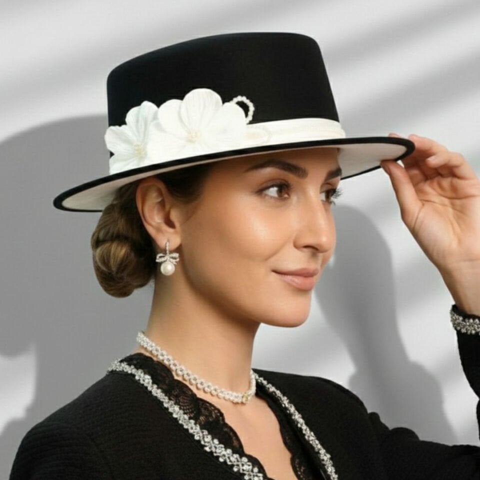 Sofia Siyah Krem Renk Şapka