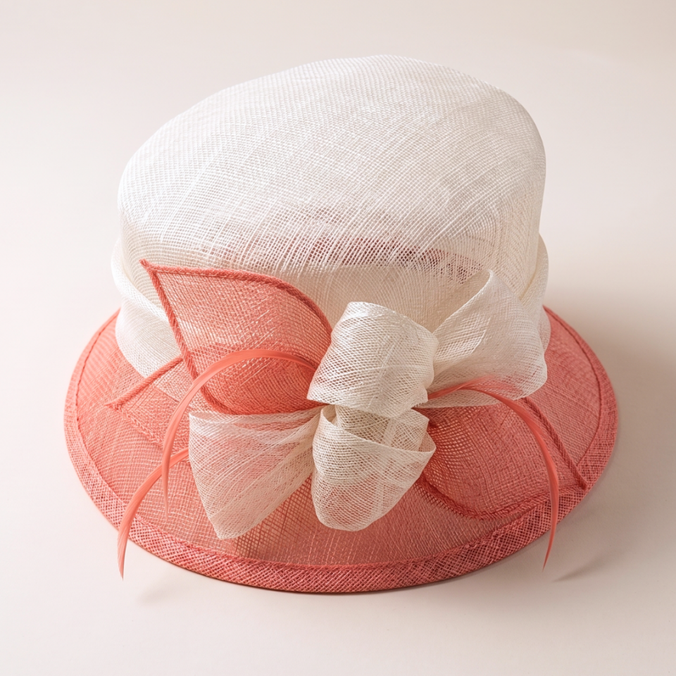 Raina Pembe Beyaz Renk Elegan Şapka 30 cm