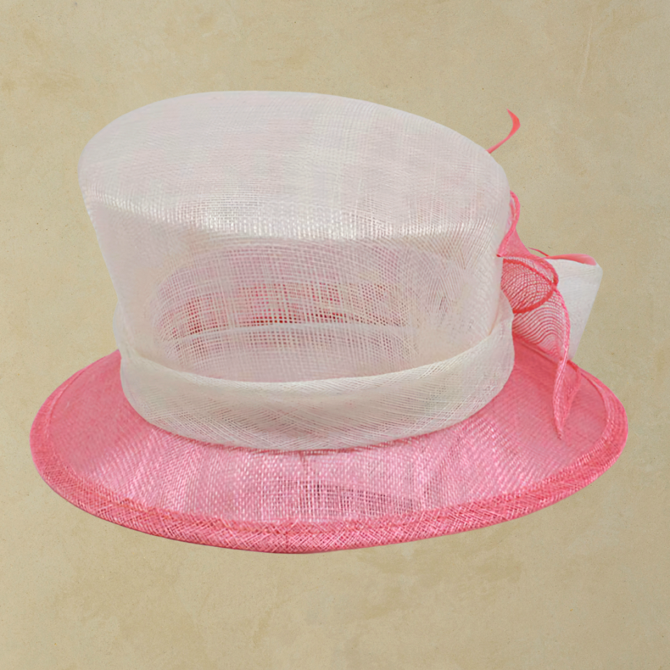 Raina Pembe Beyaz Renk Elegan Şapka 30 cm - Özel Kutulu
