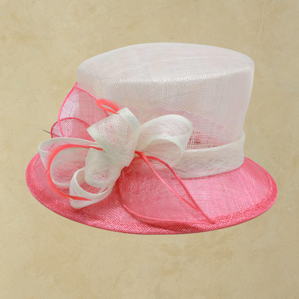 Raina Pembe Beyaz Renk Elegan Şapka 30 cm - Özel Kutulu