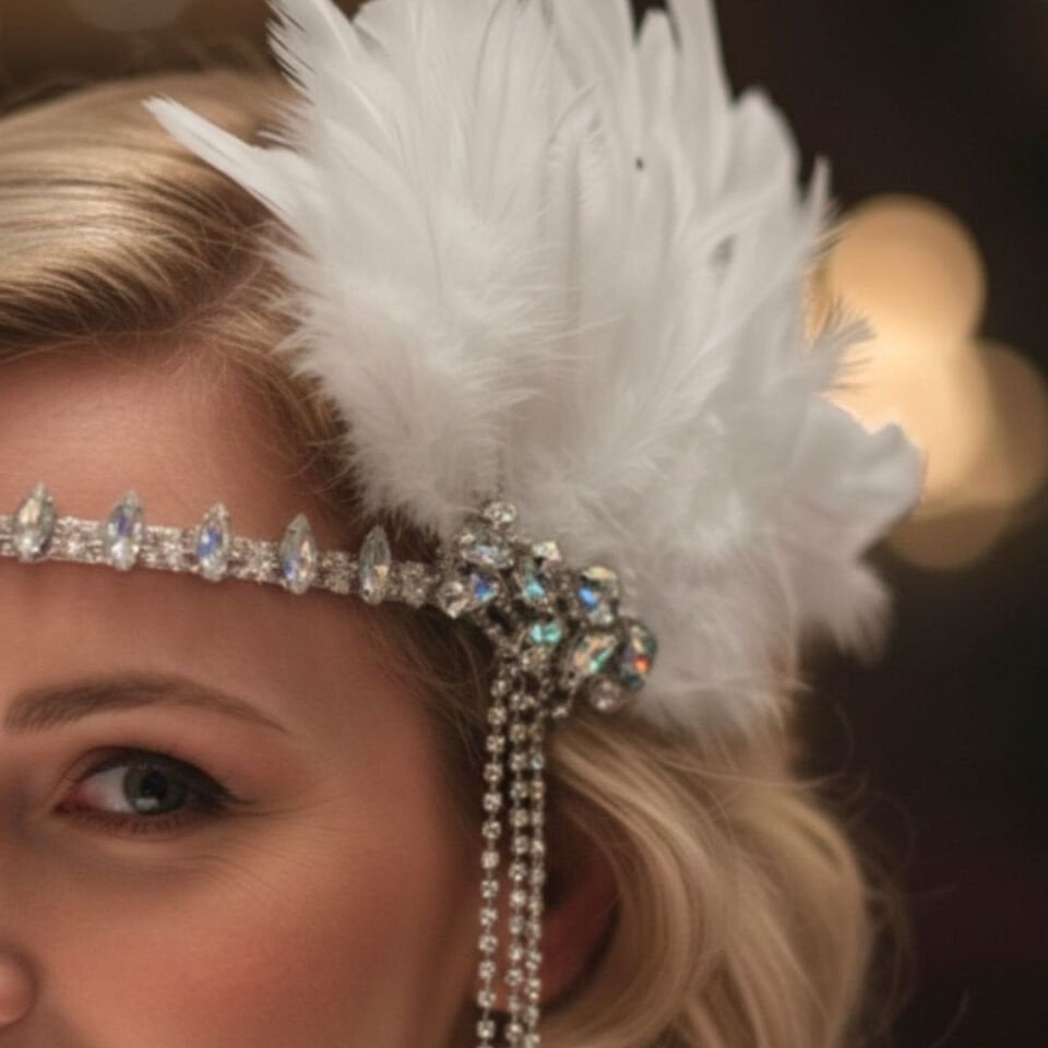1920s Daphne Beyaz Saç Aksesuarı