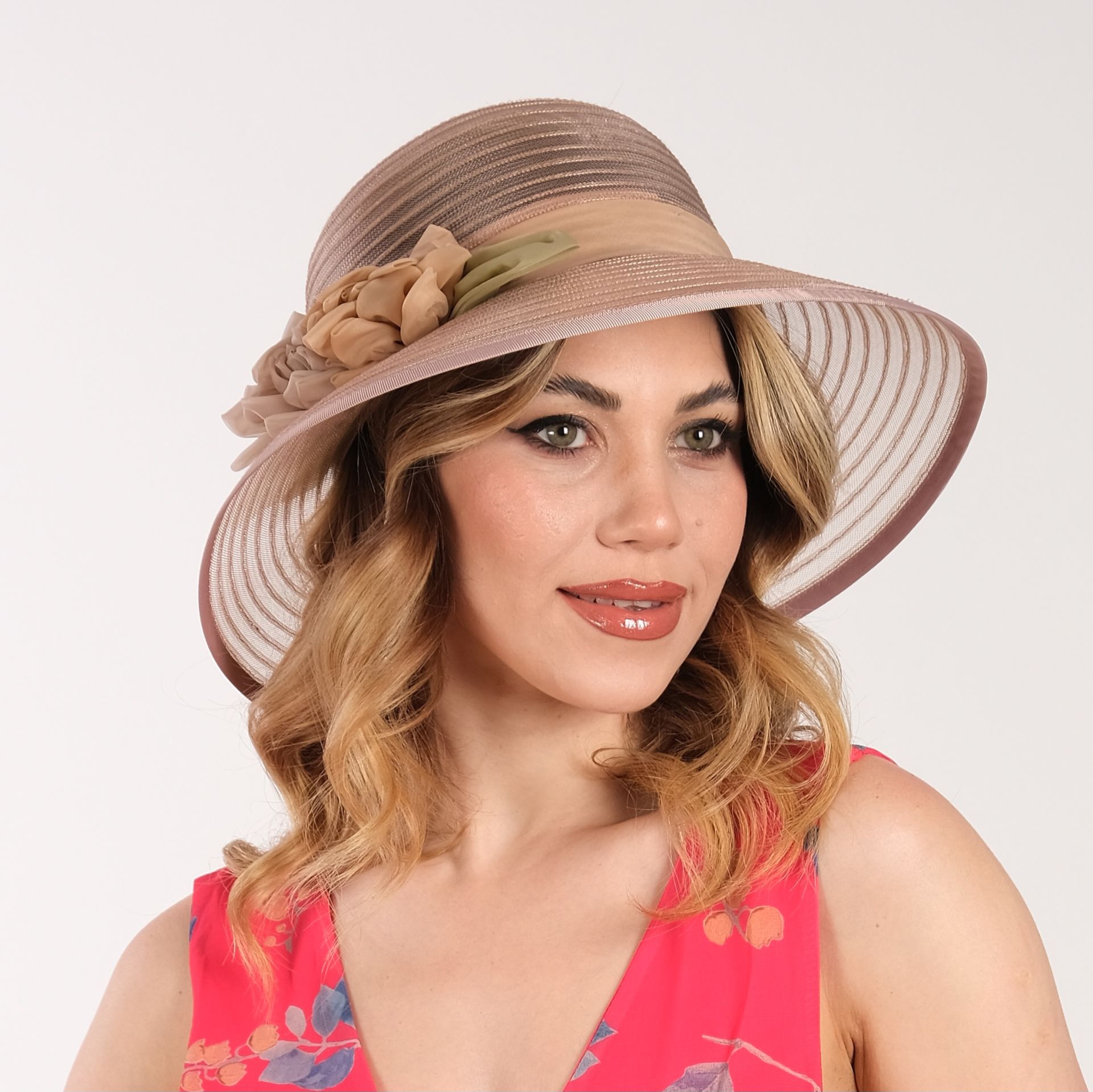 Alberta Pudra Pembe Şapka 35 cm