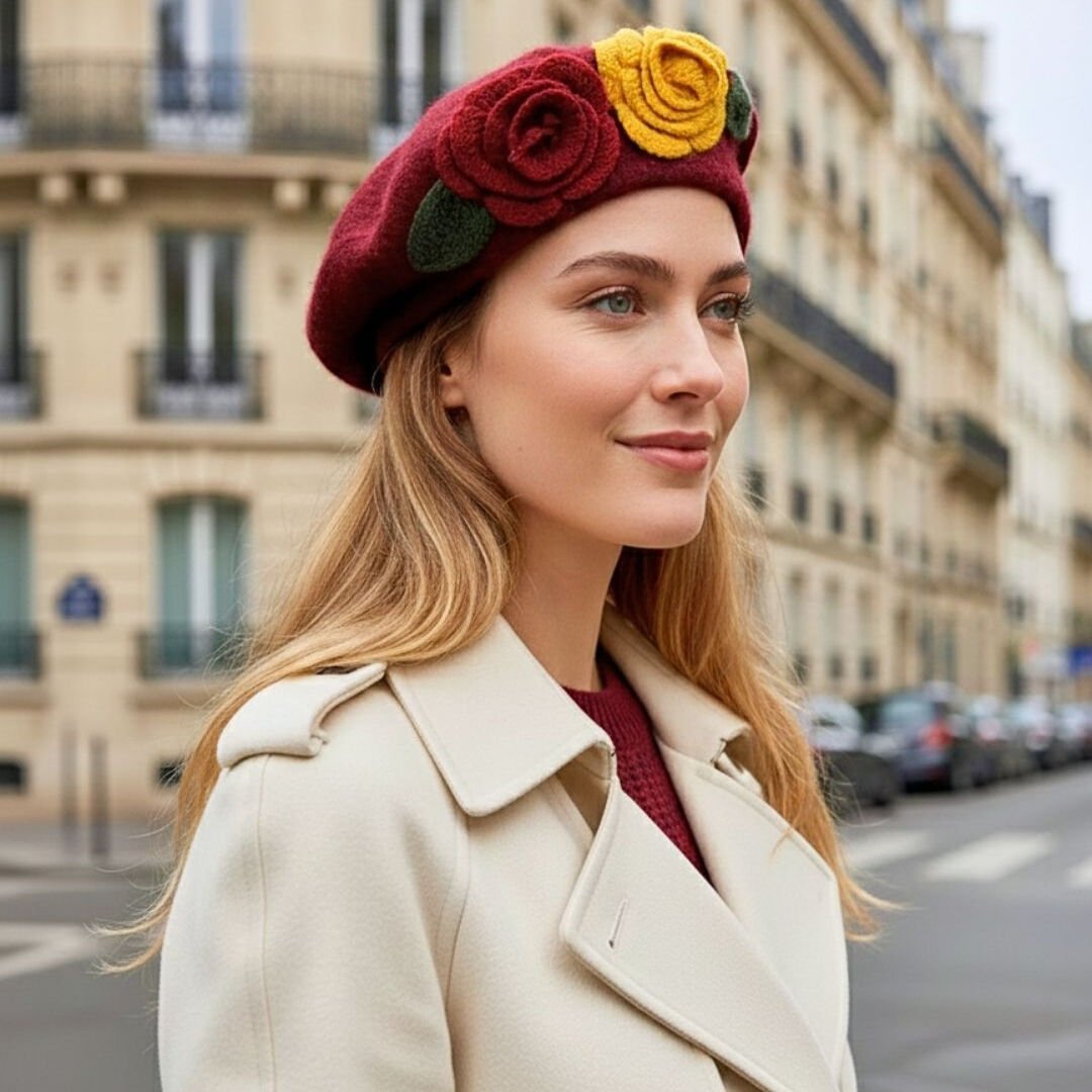 Amata Bordo Renk Ressam Bere Yetişkin Boy