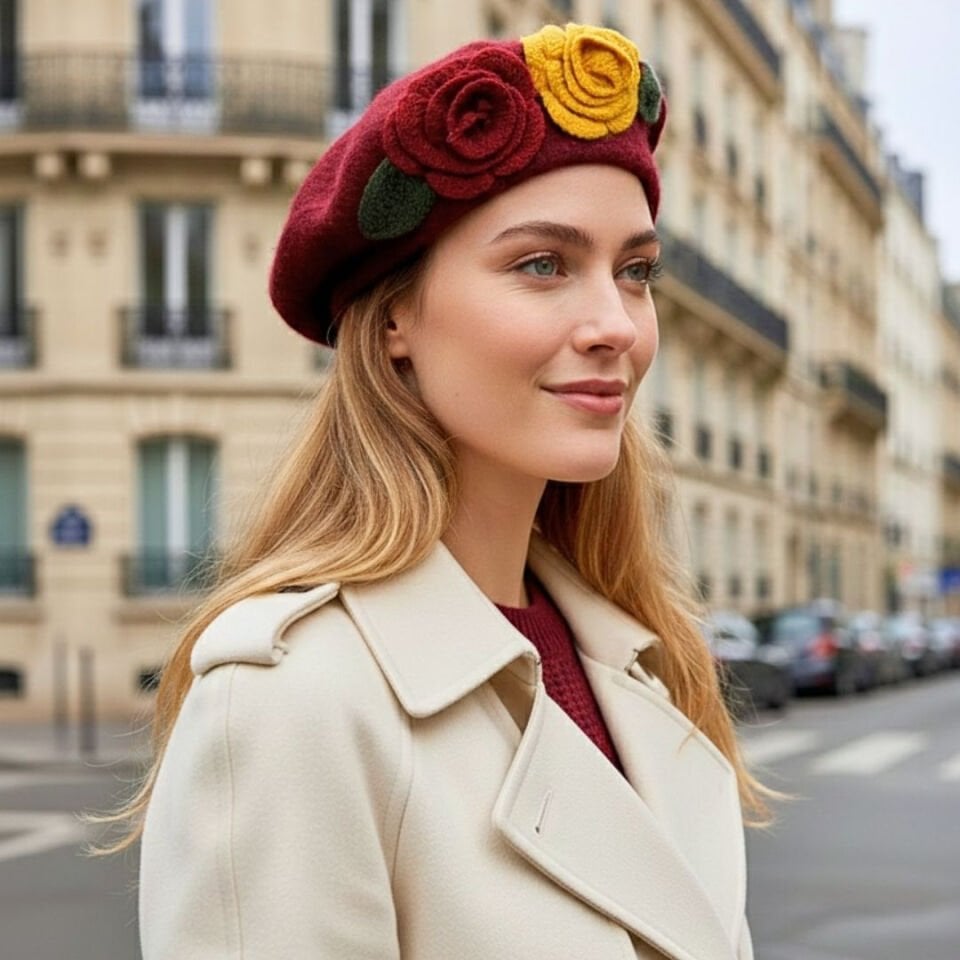 Amata Bordo Renk Ressam Bere Yetişkin Boy