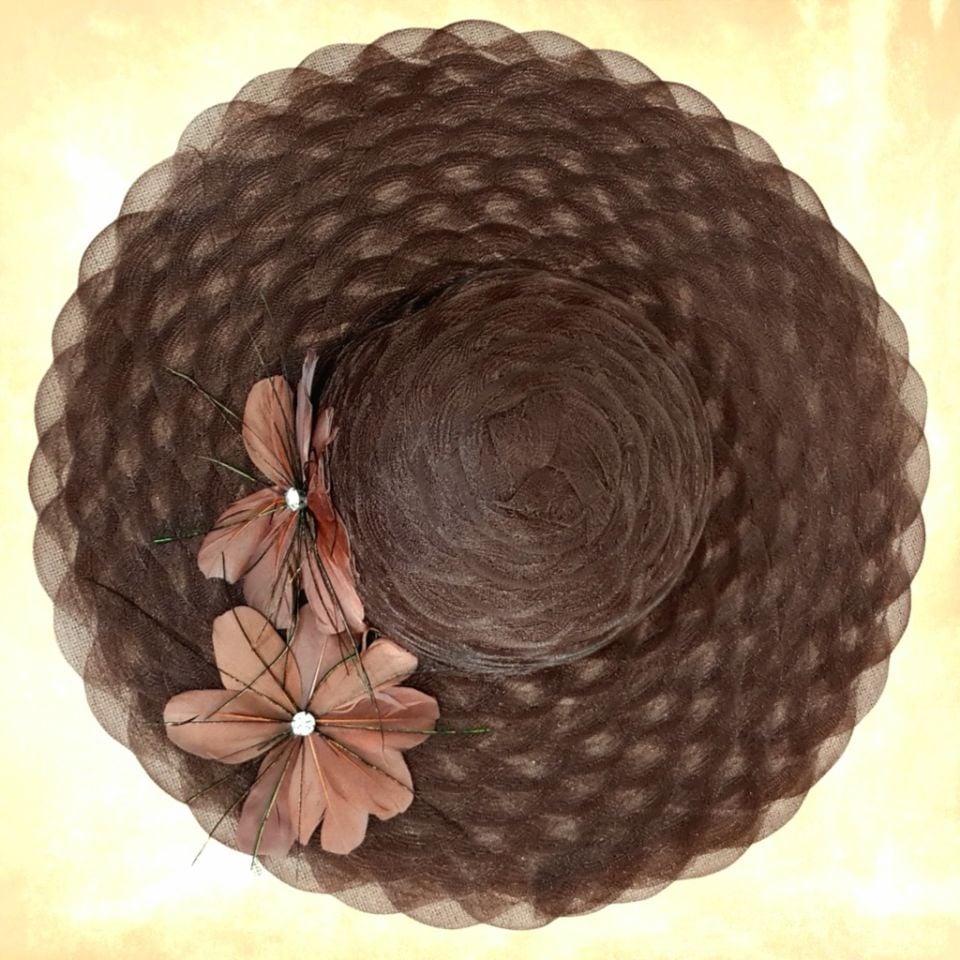 Victoria Kahverengi Renk Elegan  Şapka 42 cm