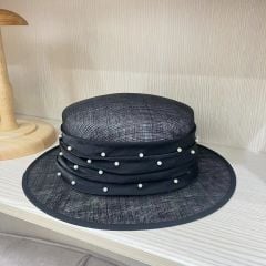 Belle Siyah Renk Elegan  Şapka 32 cm Özel Kutulu