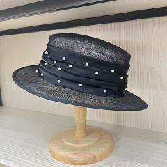 Belle Siyah Renk Elegan  Şapka 32 cm Özel Kutulu