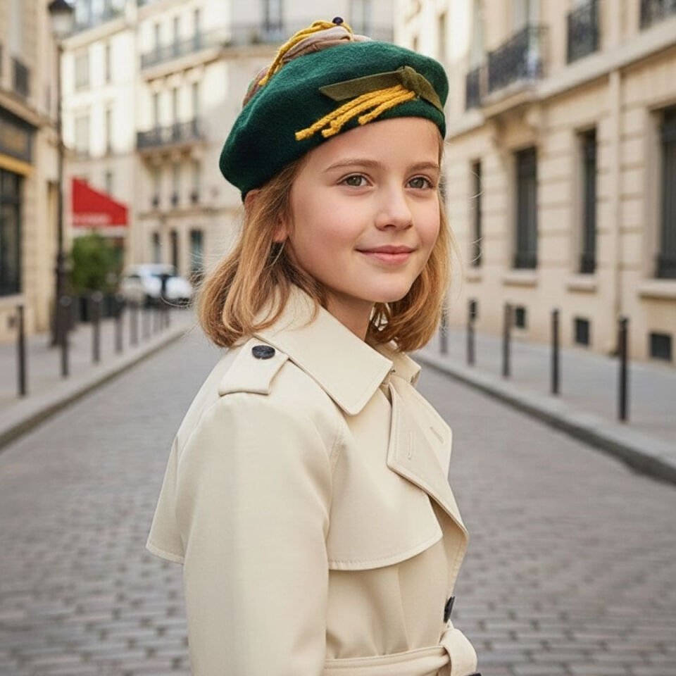 Amata Yeşil Ressam Bere 5-15 Yaş Kız Çocuk