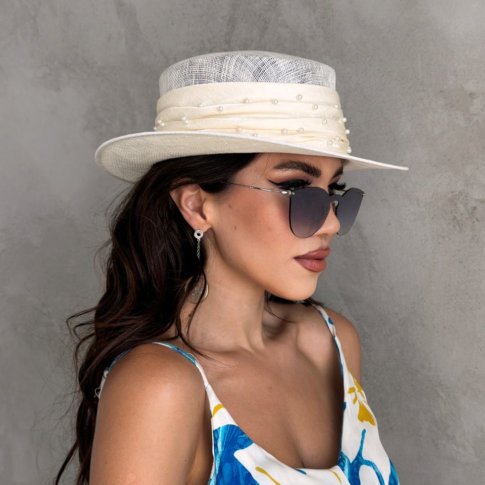 Belle Ekru Renk Elegan Şapka