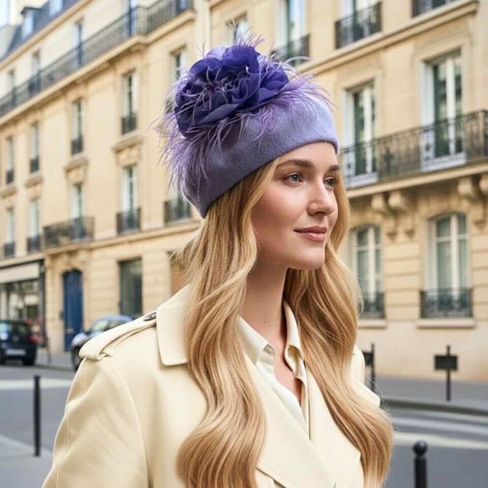 Amata Lila Renk Ressam Bere Yetişkin Boy M Beden