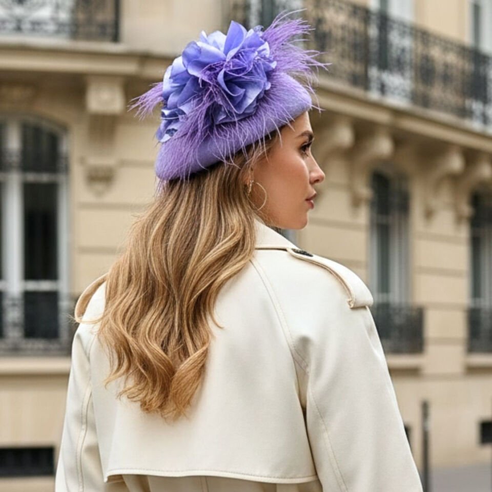 Amata Lila Renk Ressam Bere Yetişkin Boy M Beden