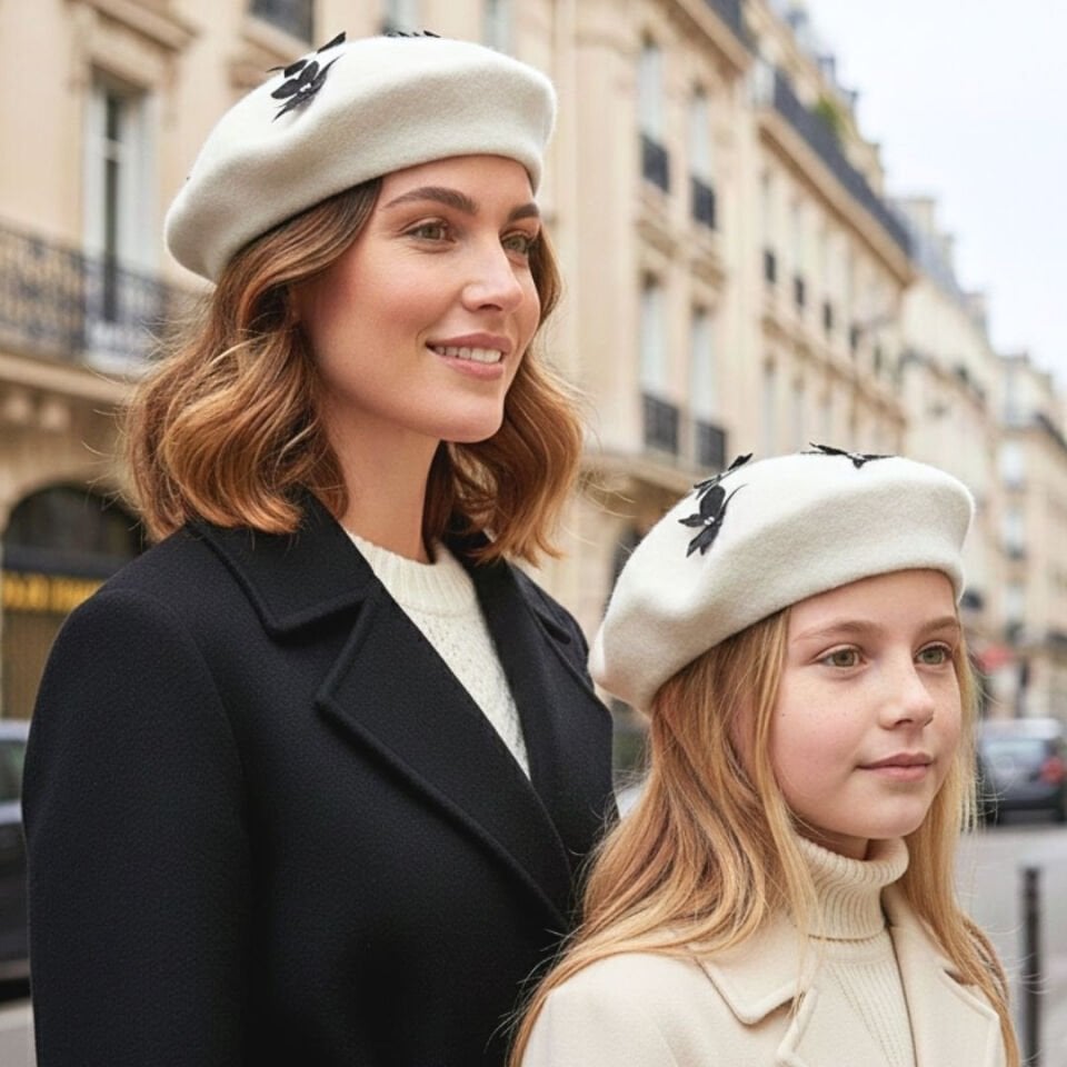 Amata Krem Anne Kız Çocuk Kombin Ressam Bere – 2’li Set