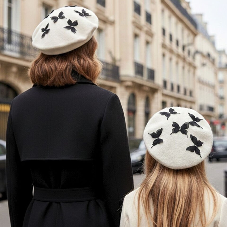 Amata Krem Anne Kız Çocuk Kombin Ressam Bere – 2’li Set