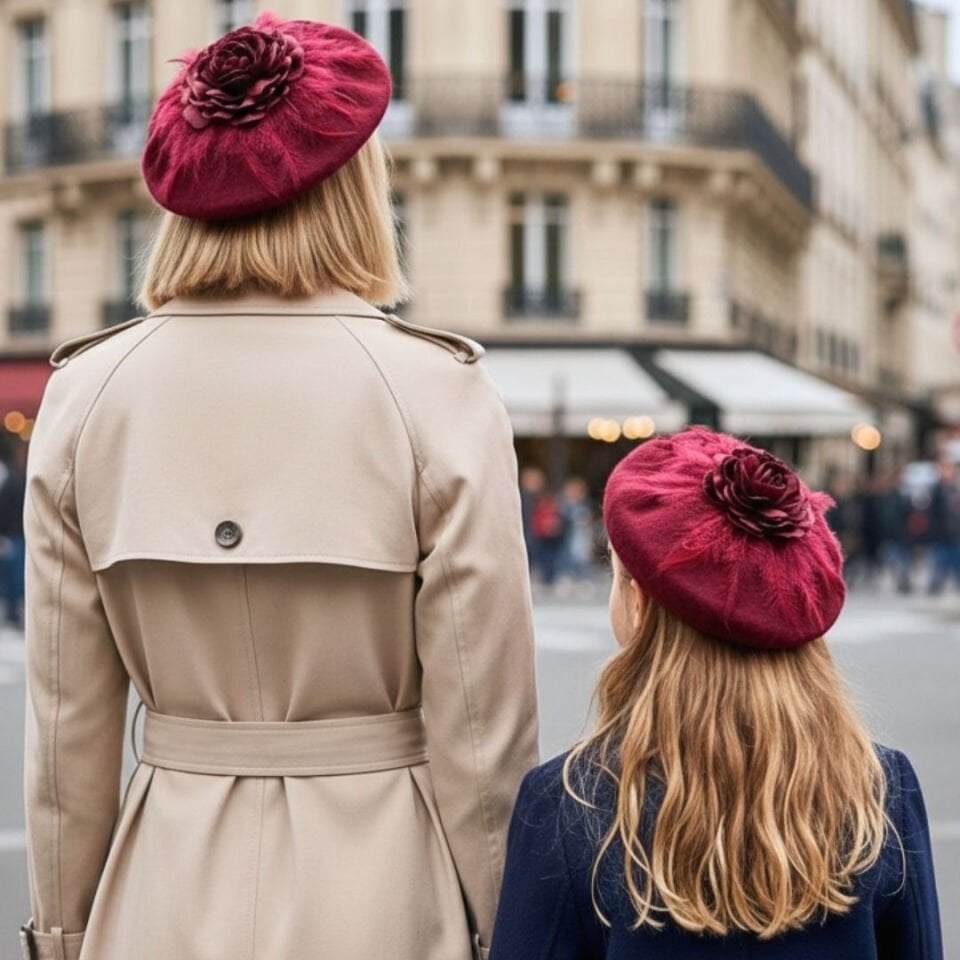 Amata Bordo Anne Kız Çocuk Kombin Ressam Bere – 2’li Set