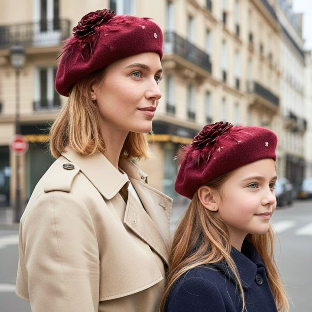 Amata Bordo Anne Kız Çocuk Kombin Ressam Bere – 2’li Set