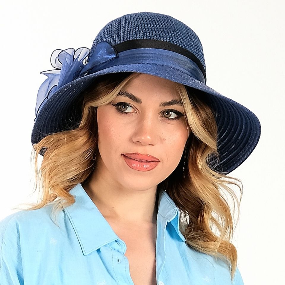 Mary Parlament Mavi Renk Şapka 35 cm