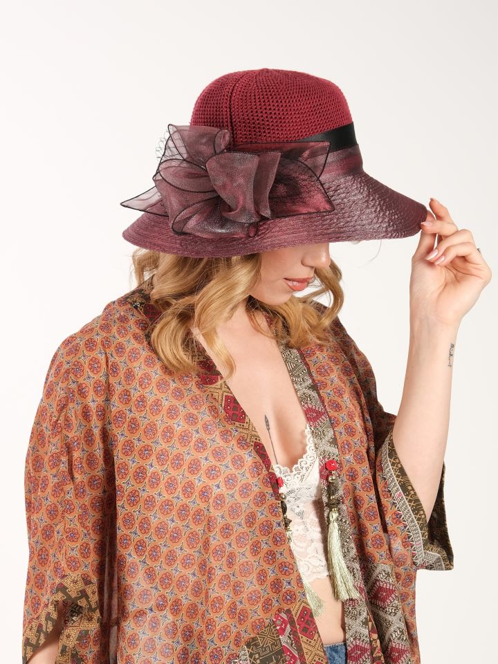 Mary Bordo Renk Şapka 35 cm