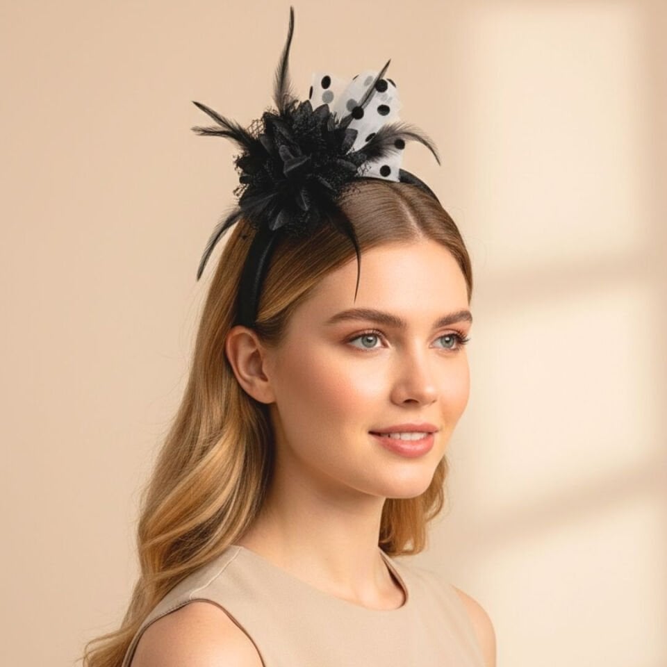 Mila Puantiyeli Siyah Saten Taç