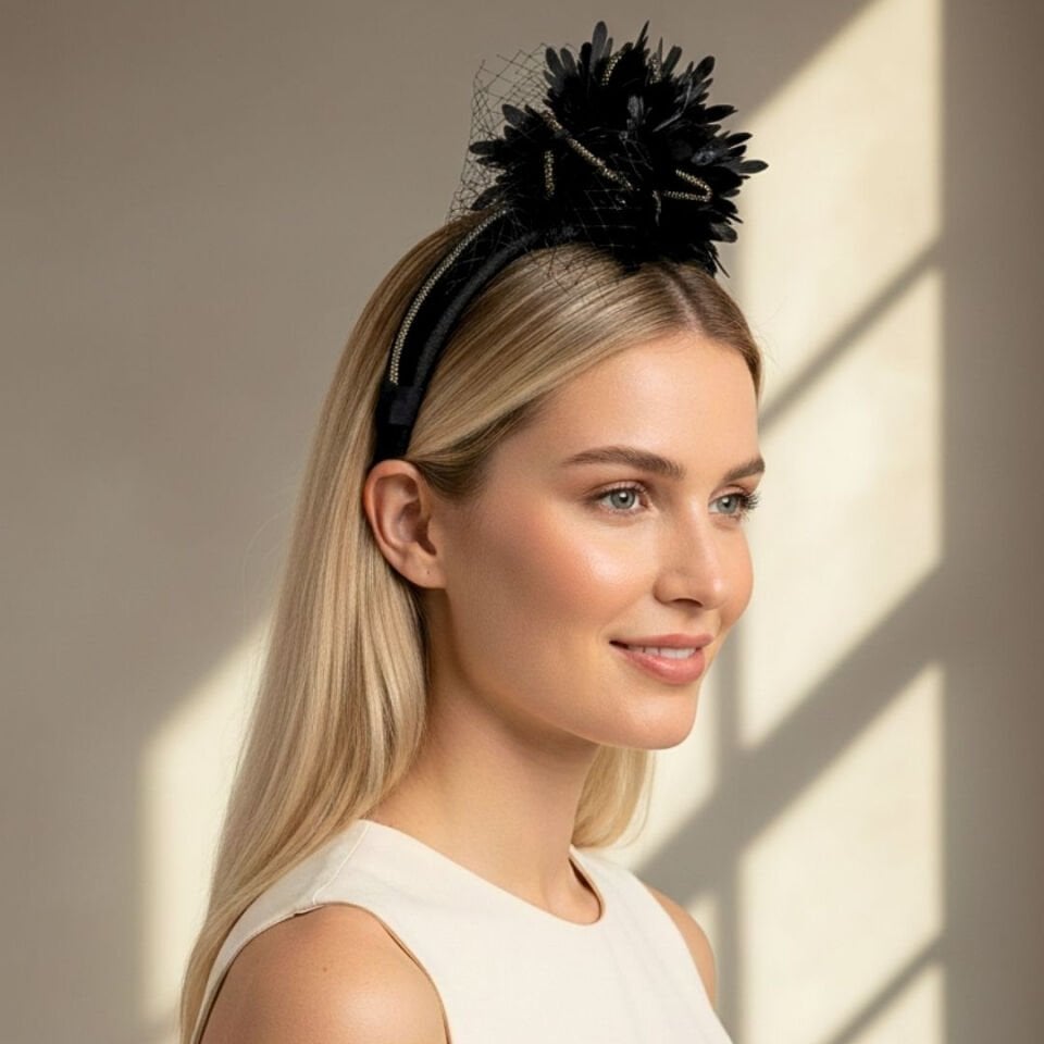 Amanda Siyah Saten Taç