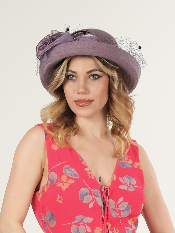 Orva  Eskitme Mor Renk Alternatifli  Şapka 28 cm