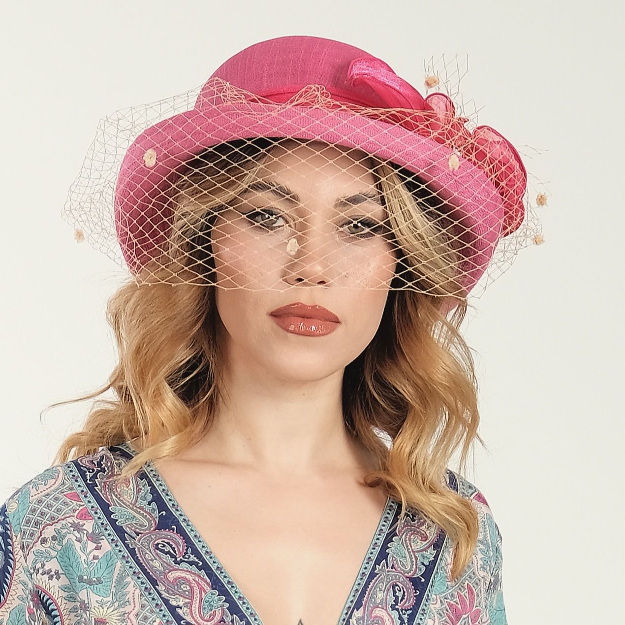 Orva Eskitme Pembe Renk Alternatifli  Şapka 28 cm