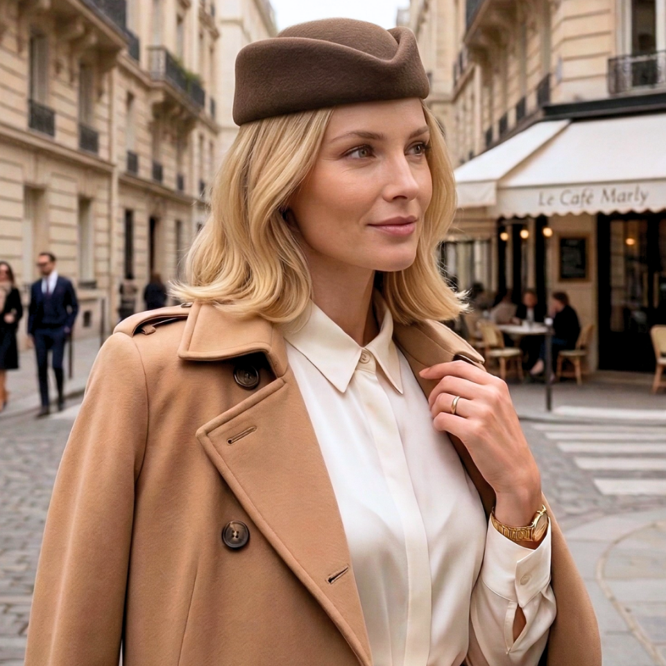 Hostes Kahverengi Renk Vualet Şapka