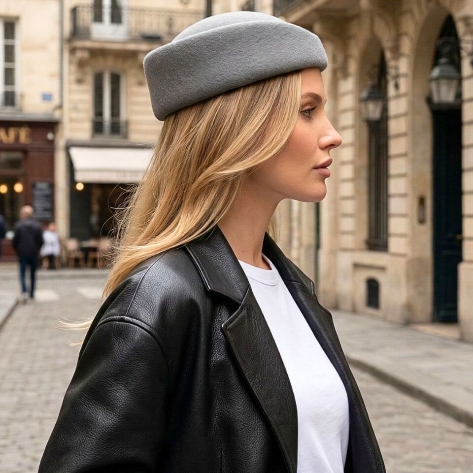 Hostes Koyu Gri Renk Vualet Şapka