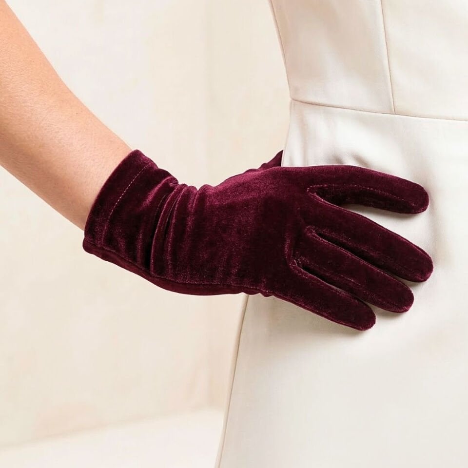 Matmazel Mürdüm Kadife Eldiven