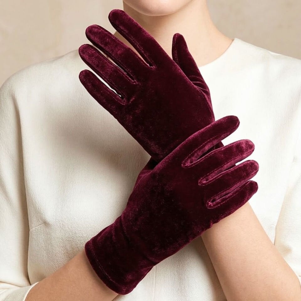 Matmazel Mürdüm Kadife Eldiven