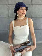 Artus Lacivert Renk  Elegan Şapka 27 cm  Özel Şapka Kutulu