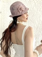 Artus  Pudra Lila Renk Elegan Şapka  27 cm Özel Şapka Kutulu