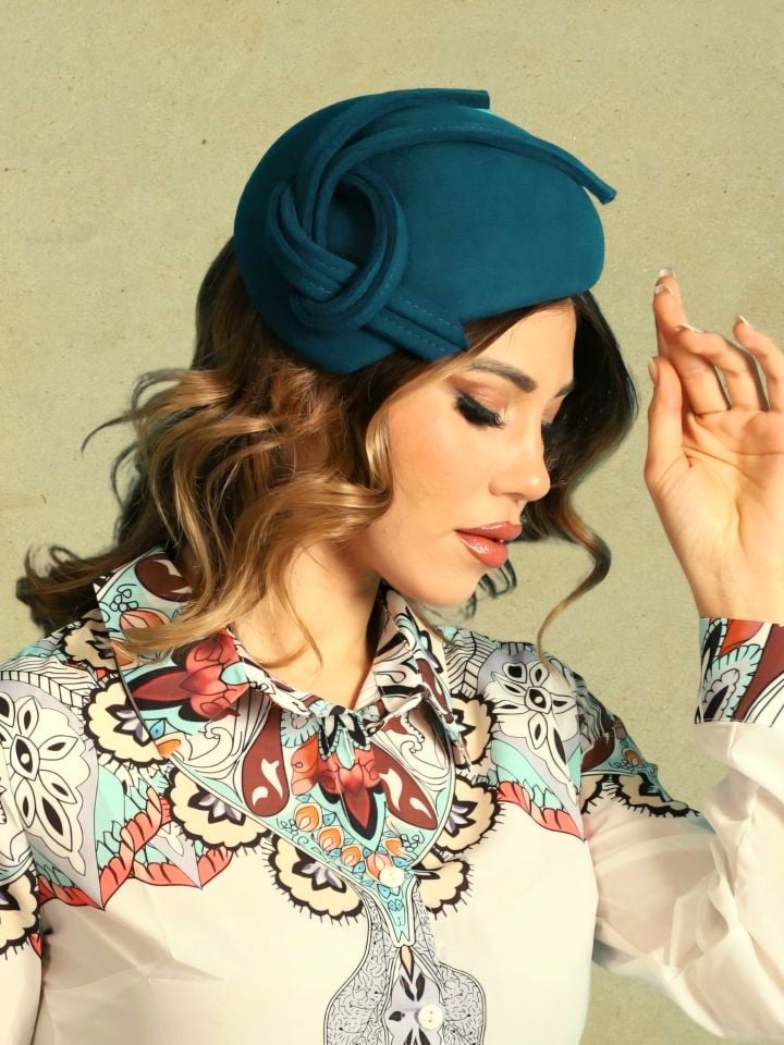 Eleanor Petrol Yeşili Örgü Model Vualet Şapka