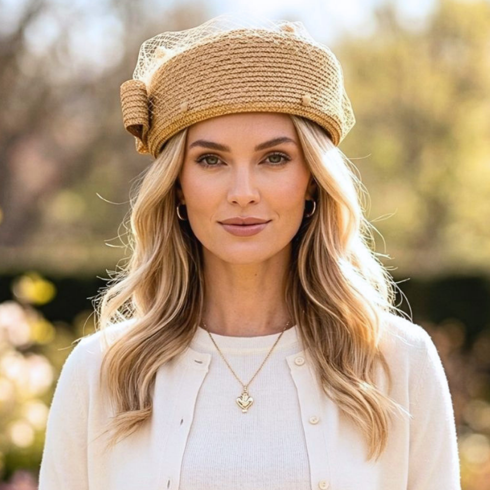 Kate Camel Örme Rafya Şapka