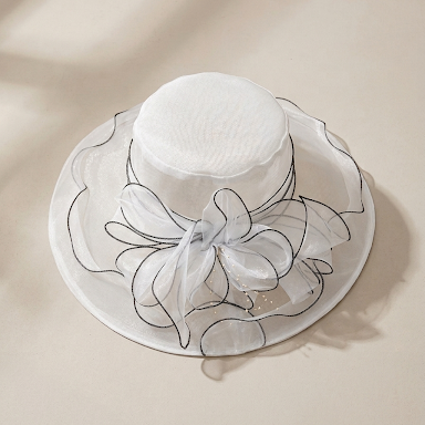 Esther Beyaz Siyah Renk Elegan Şapka 42 cm