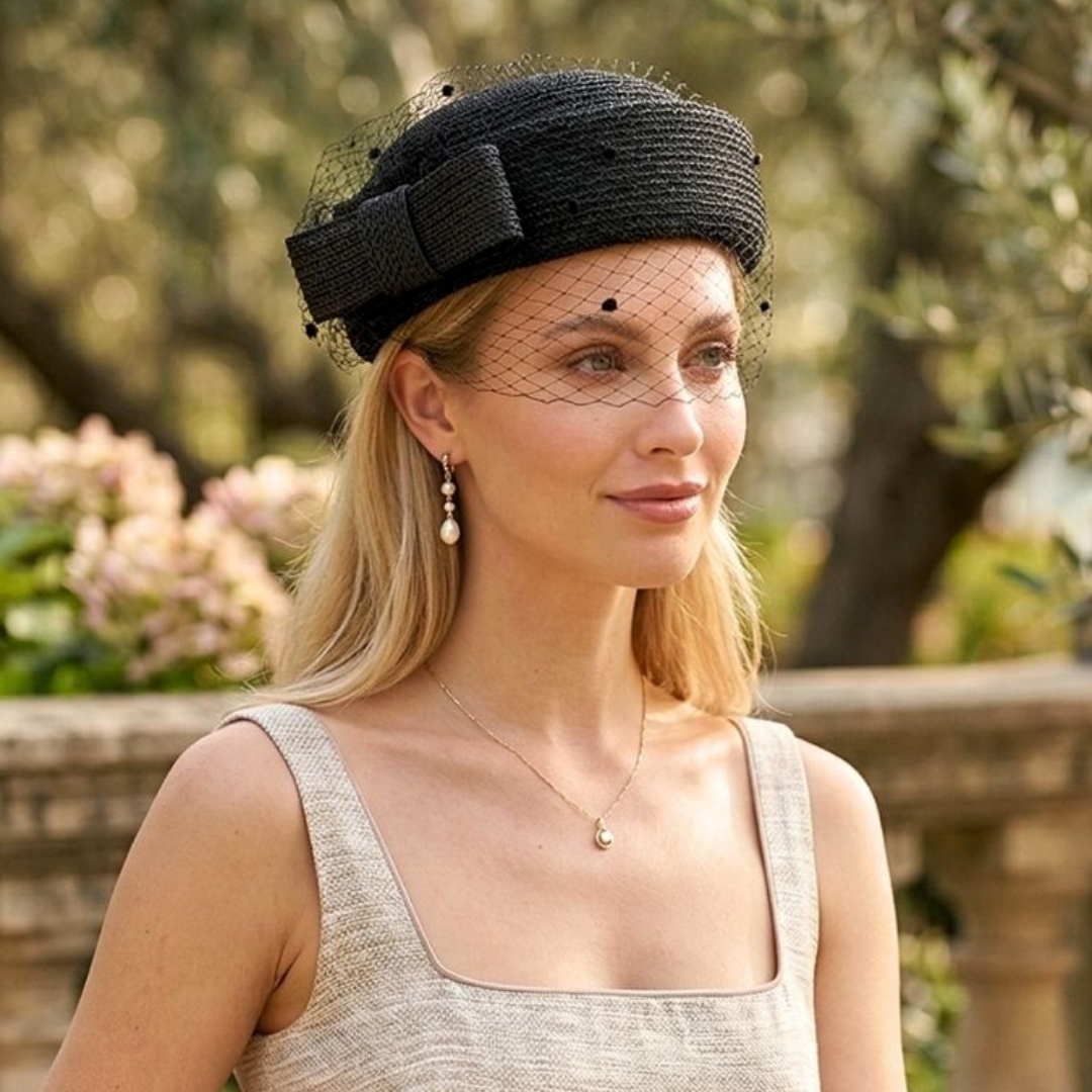 Kate Siyah Örme Rafya Şapka