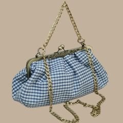 Antik Model Mavi Ekru Renk Piyedepul Tasarım Çanta