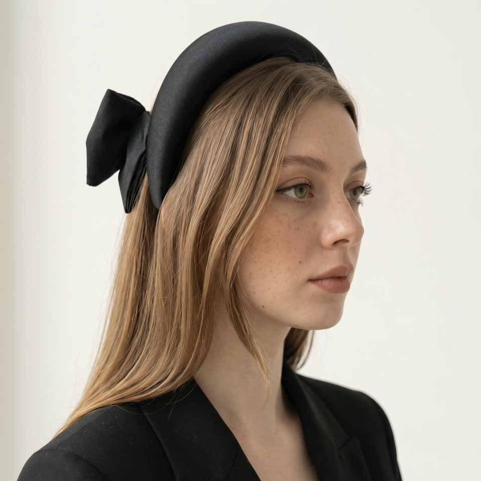 Sarah Siyah Saten Vualet Taç