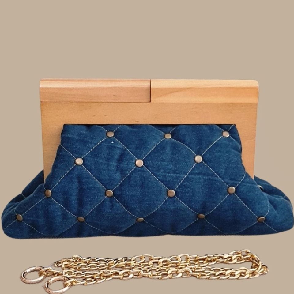 Denim Model Koyu Mavi Kot Kumaş Tasarım Çanta