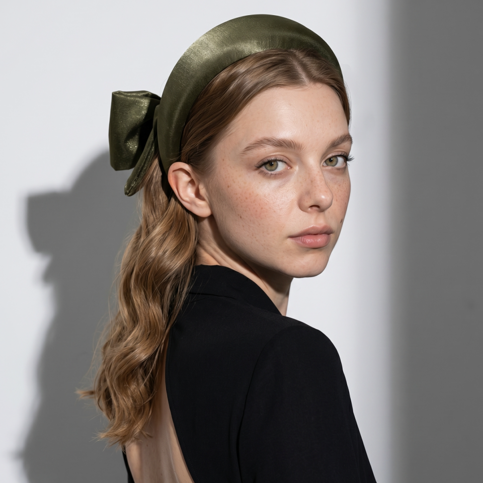 Sarah Haki Yeşil Saten Vualet Taç