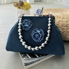 Denim Model Koyu Mavi Kot Tasarım  Çanta