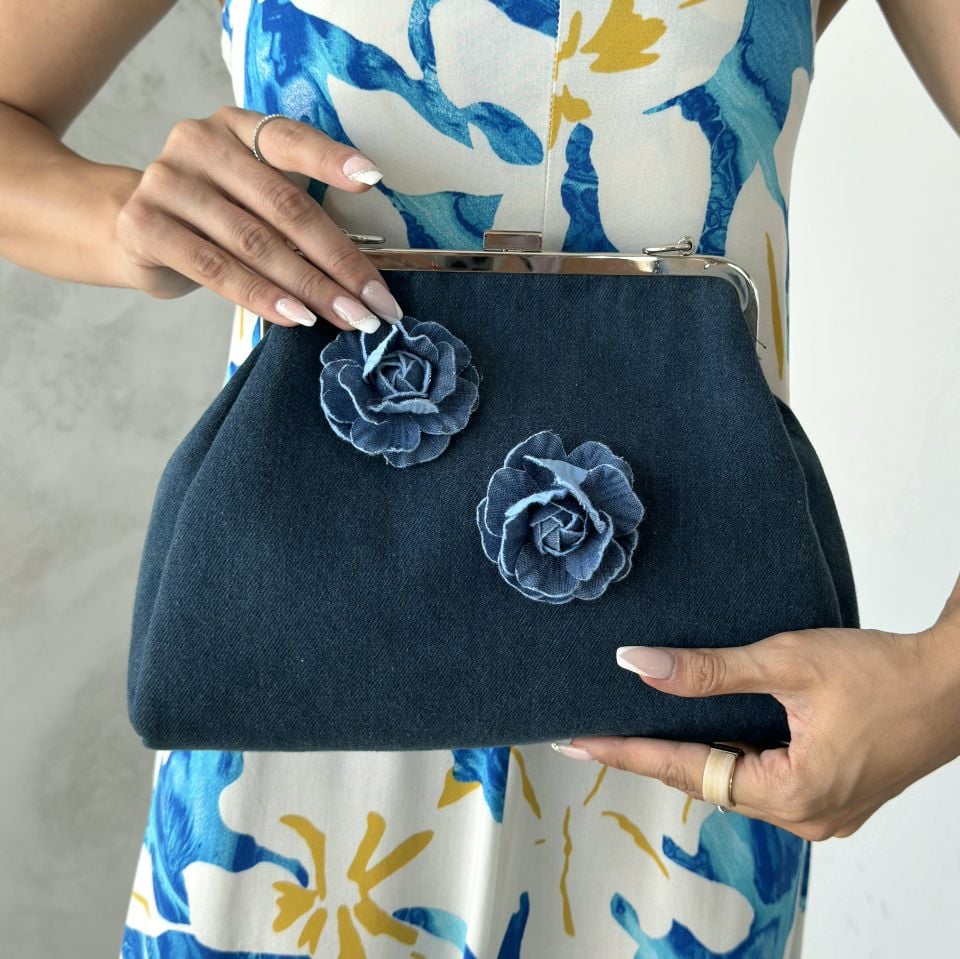 Denim Model Koyu Mavi Kot Tasarım  Çanta