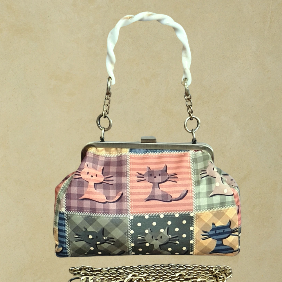 Sardunya Model Renkli Kedi Desenli Çanta