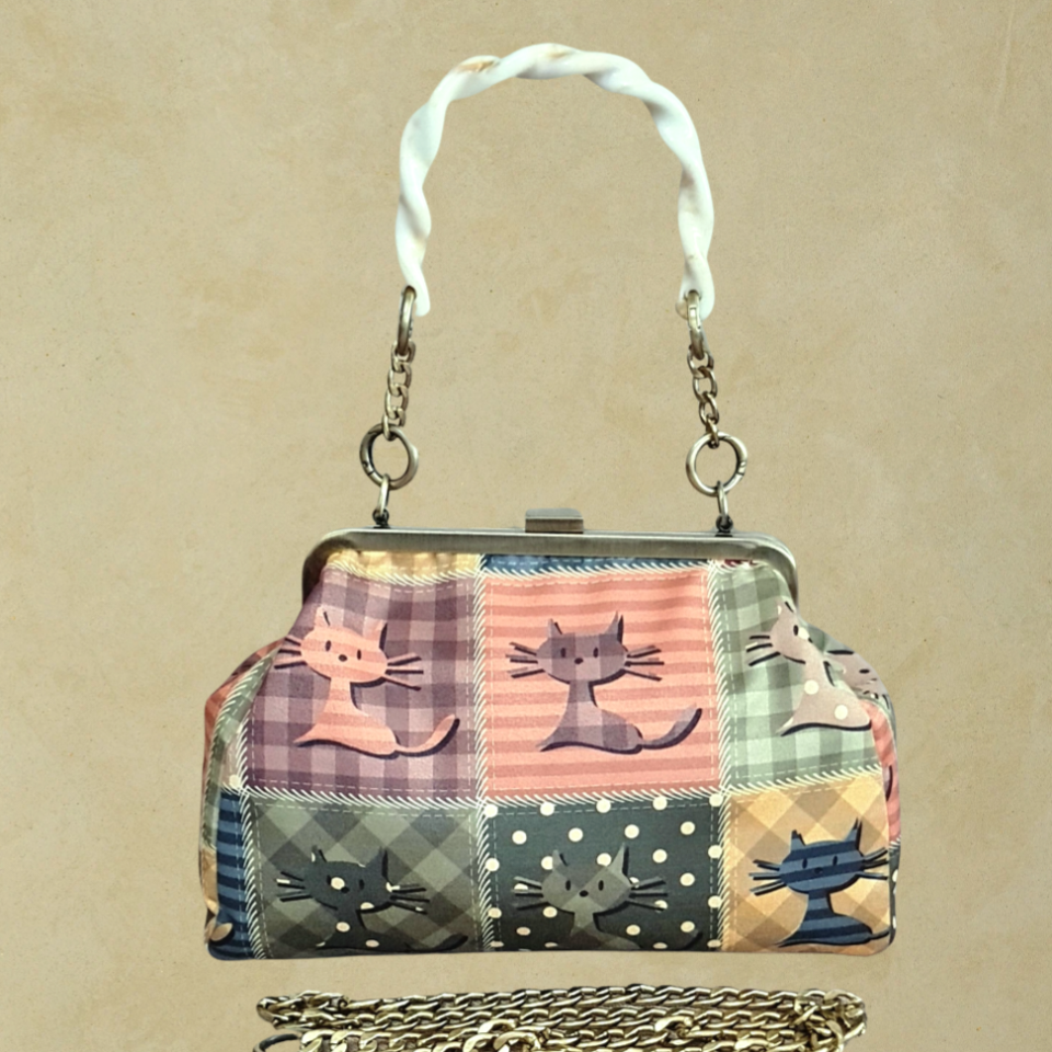 Sardunya Model Renkli Kedi Desenli Çanta