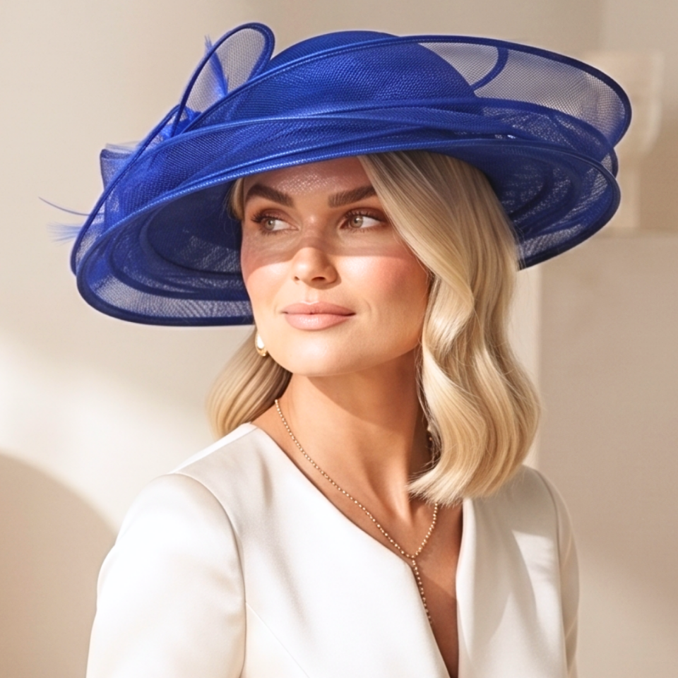 Catherine  saks Mavi Vualet Şapka 35 cm