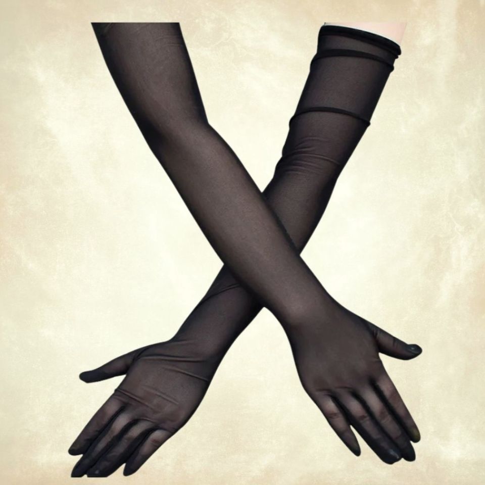 Leydi  Siyah Renk Tensel Kumaş  Eldiven 55 cm