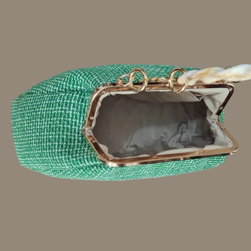 Sardunya Model Yeşil Ekru Renk Kumaş Çanta